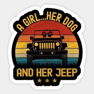 A Girl Her Dog And Her Jeep Vintage Jeep Jeeps Lover Sticker